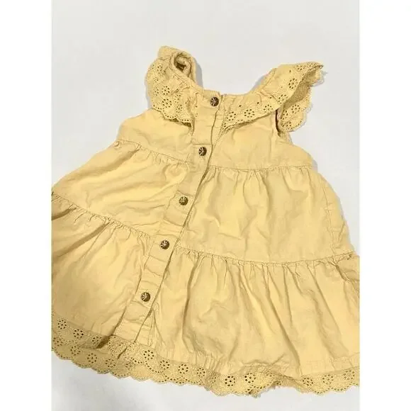 Artisan NY Girls Toddler Dress Lace Sleeveless Mustard Yellow White Bow Size 3T - Picture 5 of 6